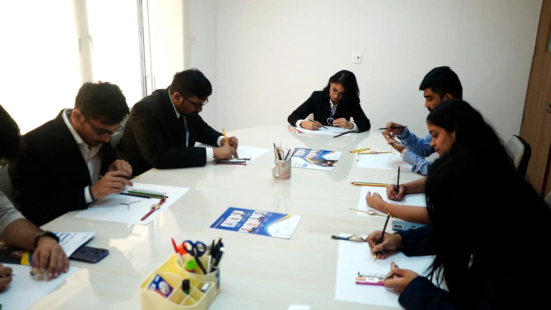A hand-sketching design session in the studio