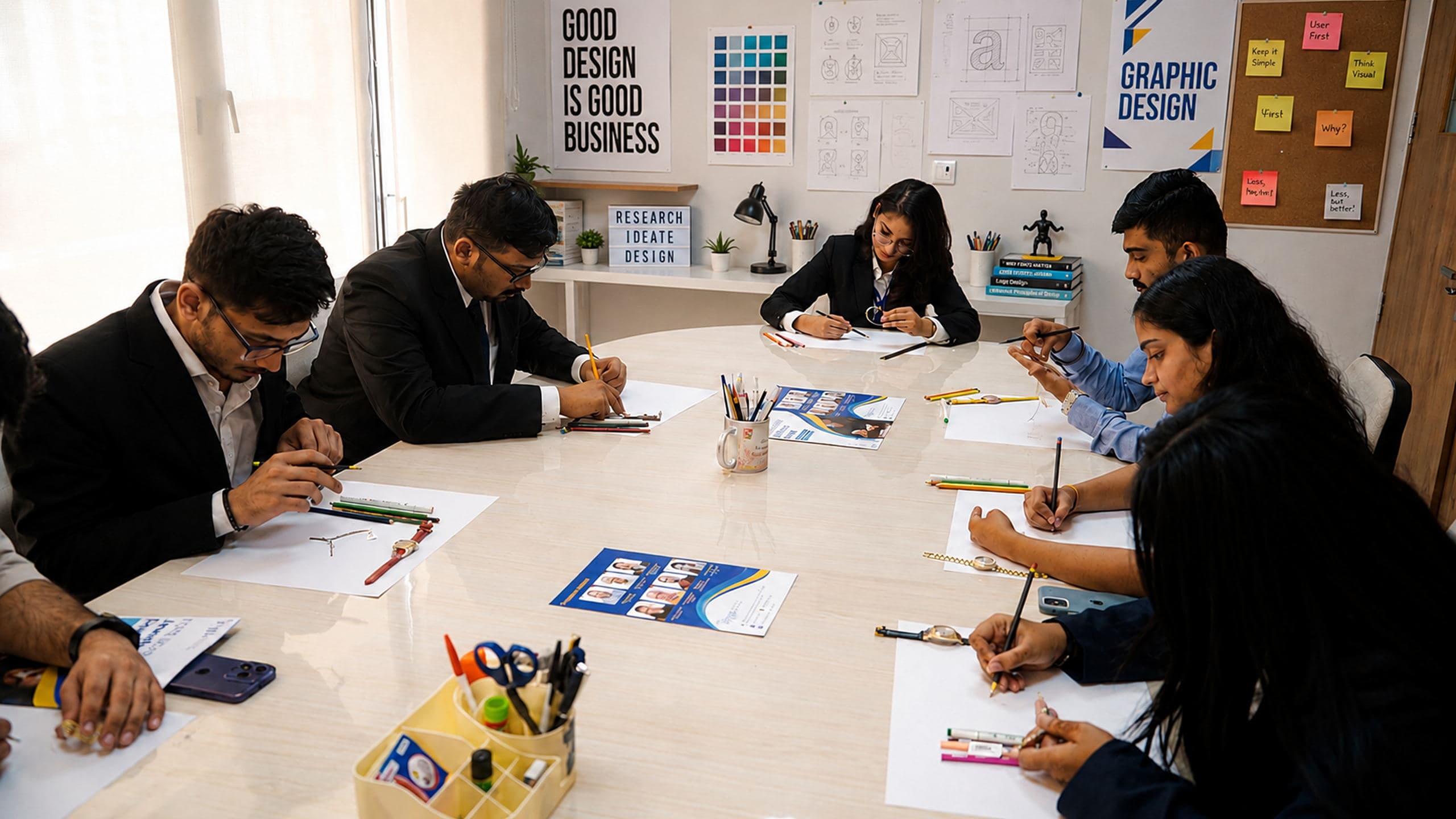 FSJD students sketching in the design studio