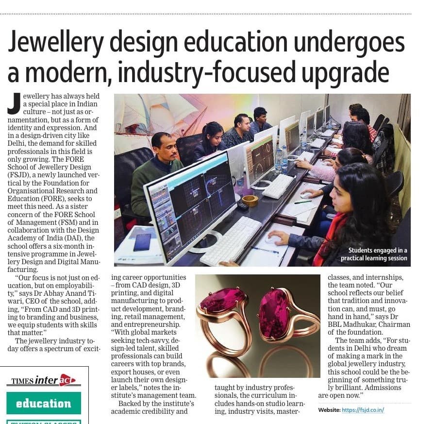 Delhi Times — Jewellery design education undergoes a modern, industry-focused upgrade